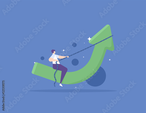 develop business, increase sales or investment profit, growth and increase in company profits, increase in salary and income. businessmen trying to increase data traffic. flat cartoon illustration