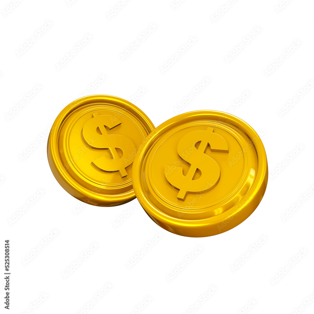  Dollar coins isometric icon isolated 3d illustration