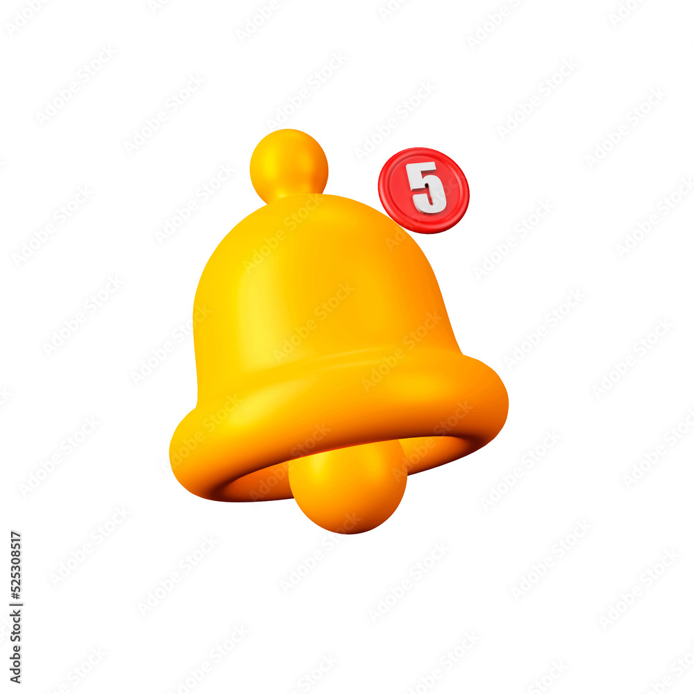 Notification Bell icon Isolated 3d render Illustration Notification Bell icon Isolated 3d render Illustration