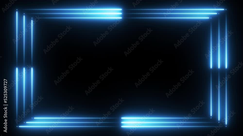 Abstract glowing bright neon blue line moving loop animation on black background. Abstract glowing bright neon blue line moving loop animation on black background.