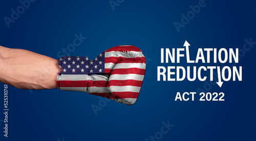 Картината върху платно Inflation reduction act of 2022 with boxing gloves American flag theme