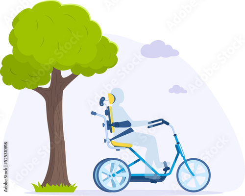 Silhouette of man driving modern motorbike, side view