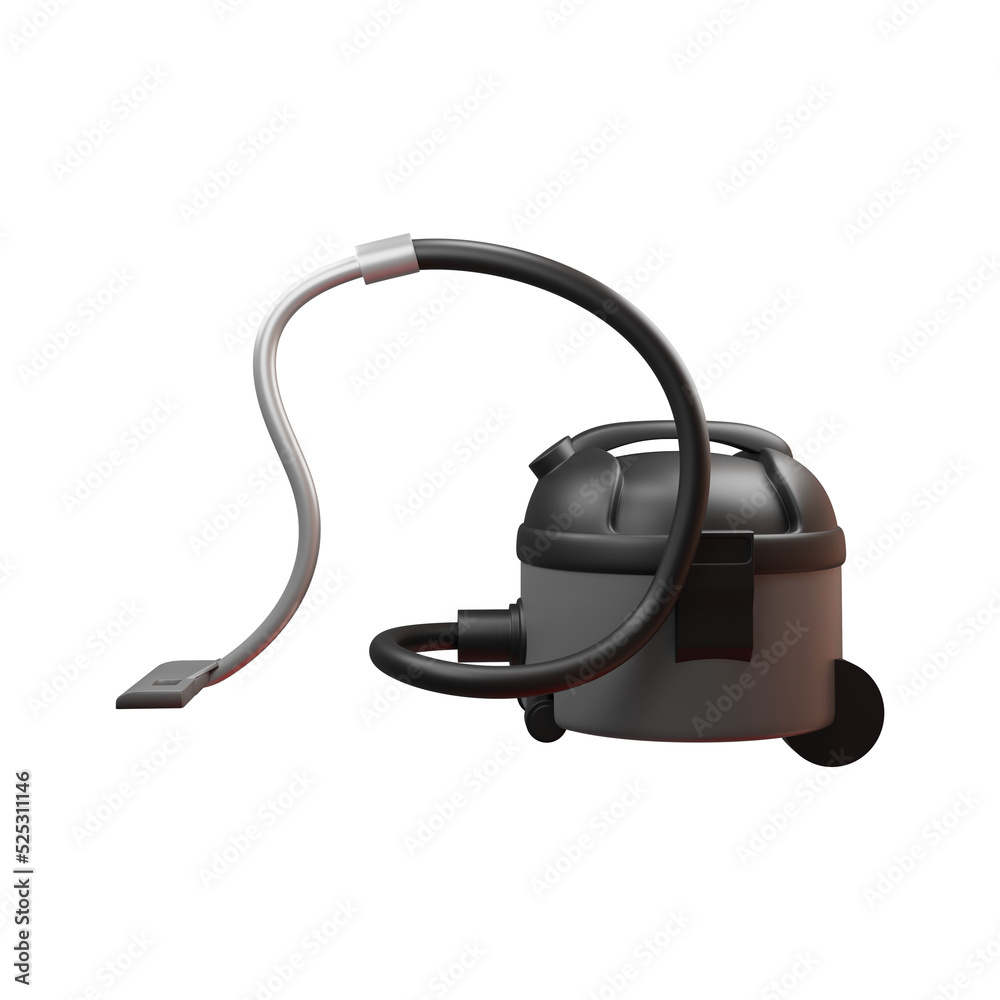 Vacuum cleaner with hose and nozzle 3d icon isolated 3d render illustration Vacuum cleaner with hose and nozzle 3d icon isolated 3d render illustration