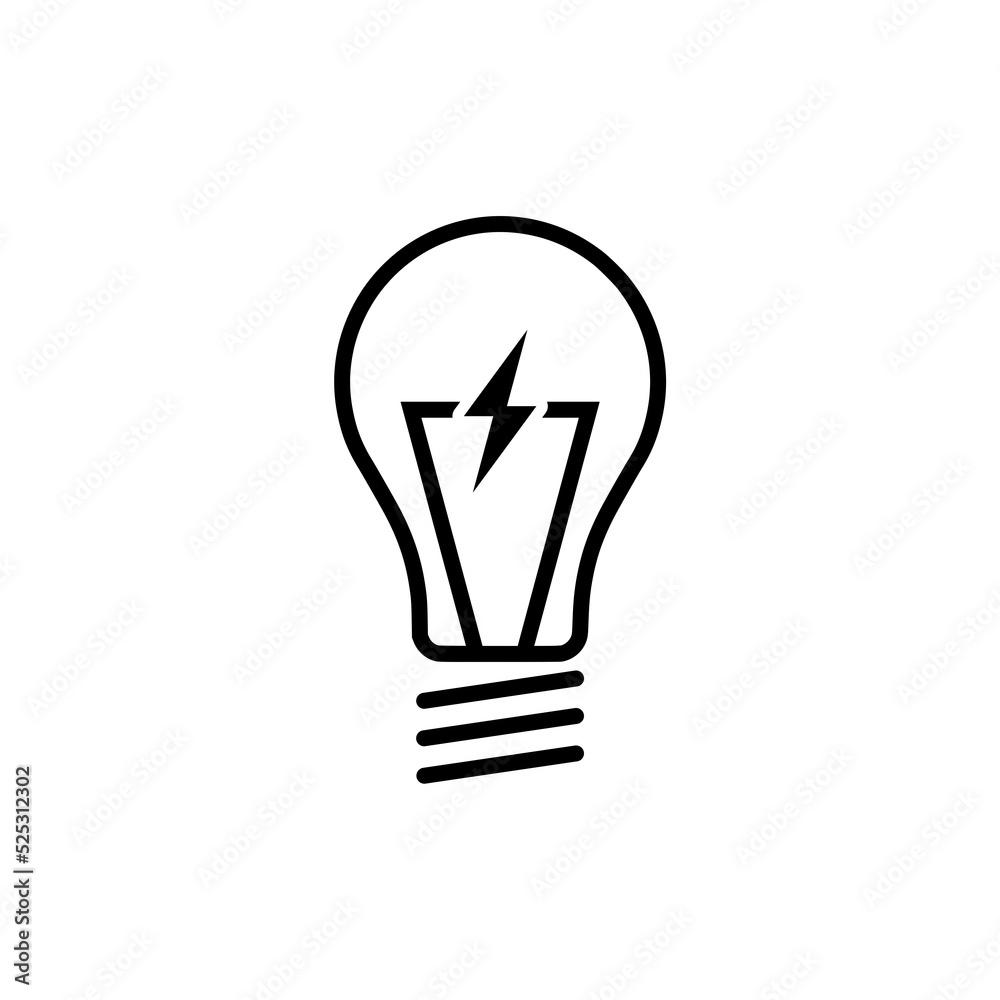 Light bulb line icon isolated on white background Light bulb line icon isolated on white background