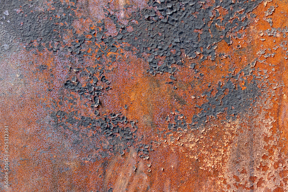 Rusty burnt metal of armored vehicles. metal texture with scratches and
