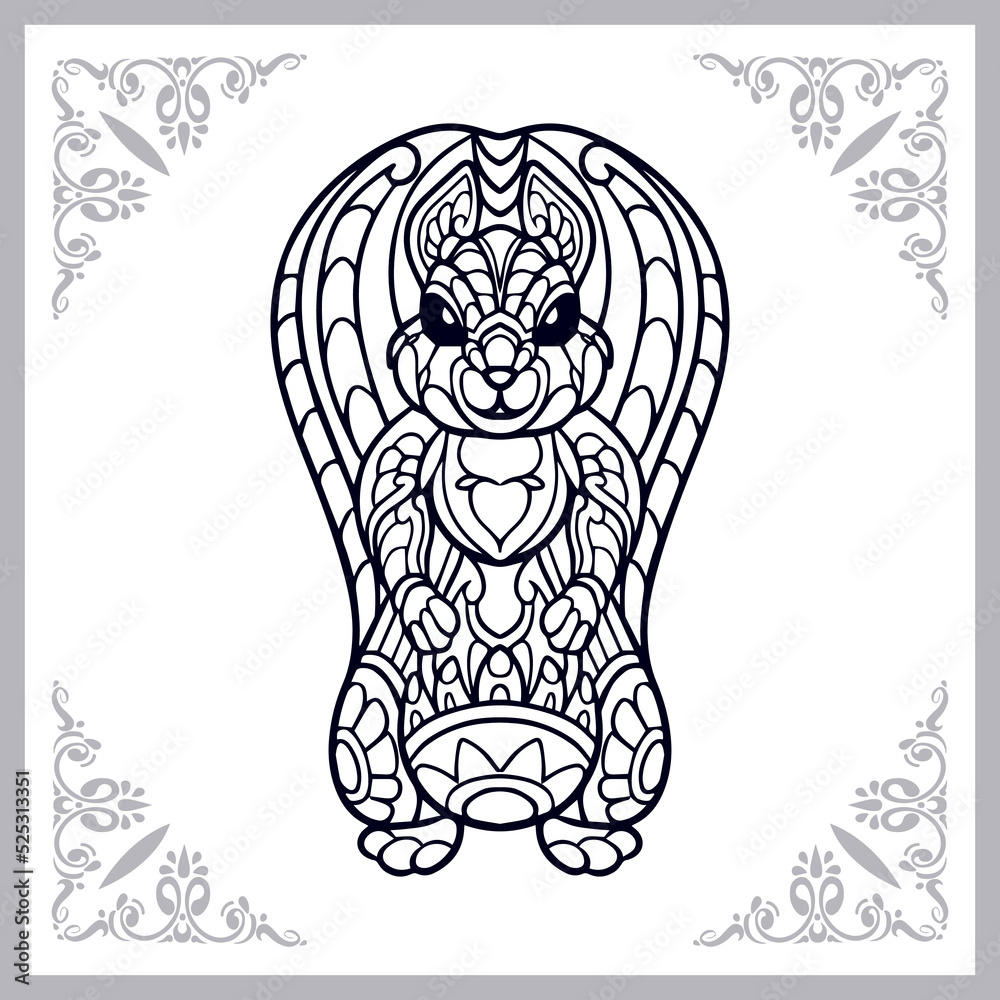 Naklejka premium Squirrel zentangle arts isolated on white background