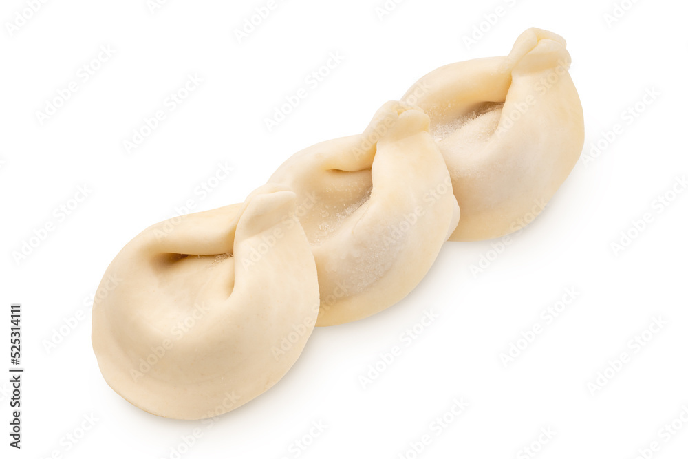 bunch of fresh frozen dumplings ready for cooking, isolated on white background. Full depth of field. bunch of fresh frozen dumplings ready for cooking, isolated on white background. Full depth of field.