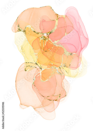 yellow pink watercolor alcohol ink stain