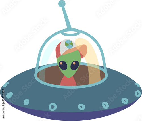 Alien spaceship icon. Cartoon ufo. Flying saucer
