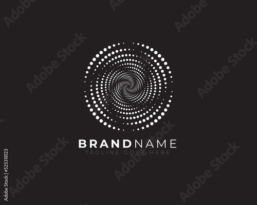 central geometric abstract spiral dots formation logo shape