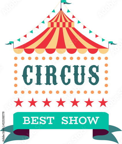 Circus emblem. Vintage carnival tag. Retro show logo