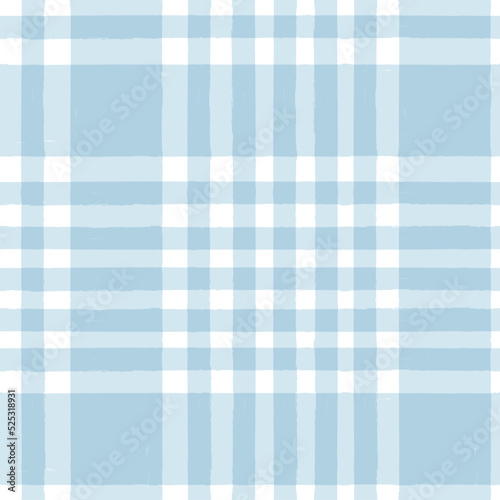 Blue Gingham seamless pattern. Watercolor plaid, tartan texture for spring picnic table cloth, shirts, wallpaper, blankets, paper. vector checkered summer strokes