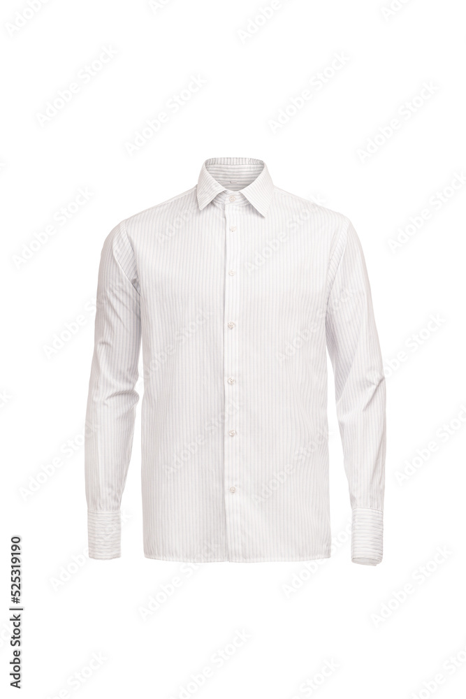 Male formal white shirt with light blue stripes isolated on white background. Male formal white shirt with light blue stripes isolated on white background.