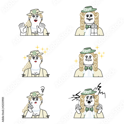 中世貴族風の男女_表情セット
