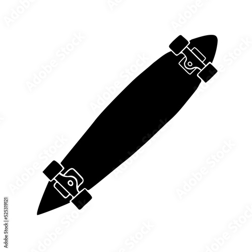 Vector hand drawn doodle sketch black longboard skateboard isolated on white background