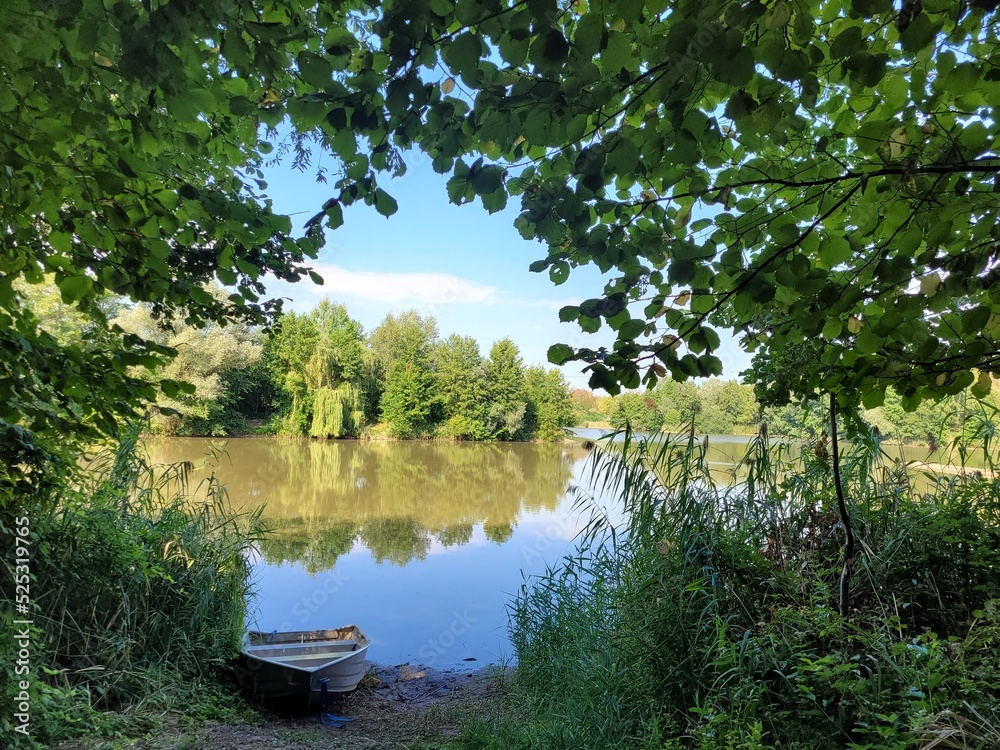 Naklejka premium boat on the lake