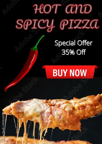 Obraz na płótnie Hot and spicey pizza flyer
