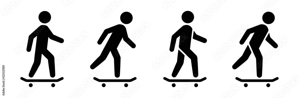 Skaterboarder icon. Skateboard icon. Skate icon, vector illustration