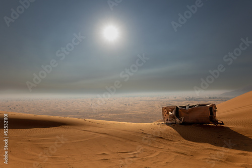 abandoned car in desert