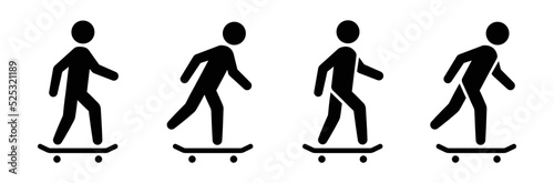 Skaterboarder icon. Skateboard icon. Skate icon, vector illustration