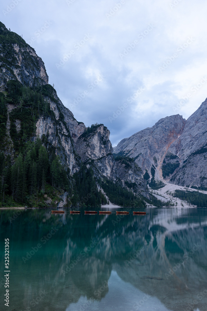 lake in the mountains Lago di braies Dolomites