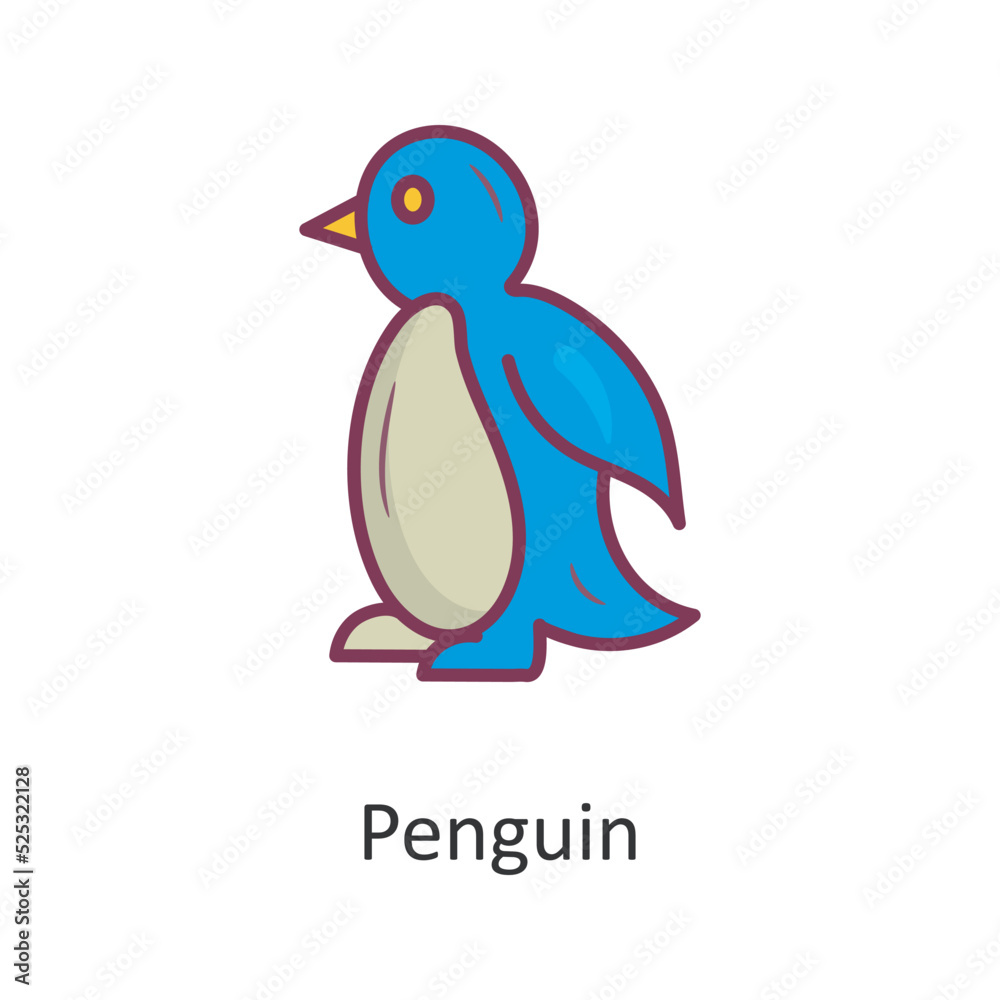 Obraz premium Penguin vector Filled Outline Icon Design illustration. Nature Symbol on White background EPS 10 File