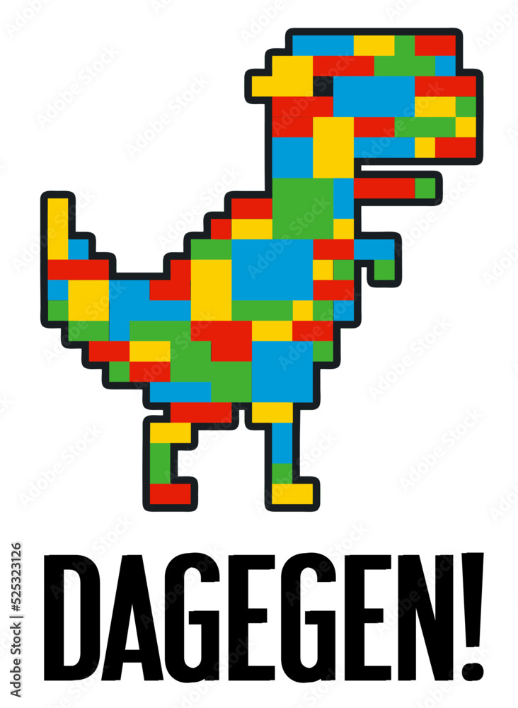 Obraz premium Pixelgrafik-Tyrannosaurus ist dagegen