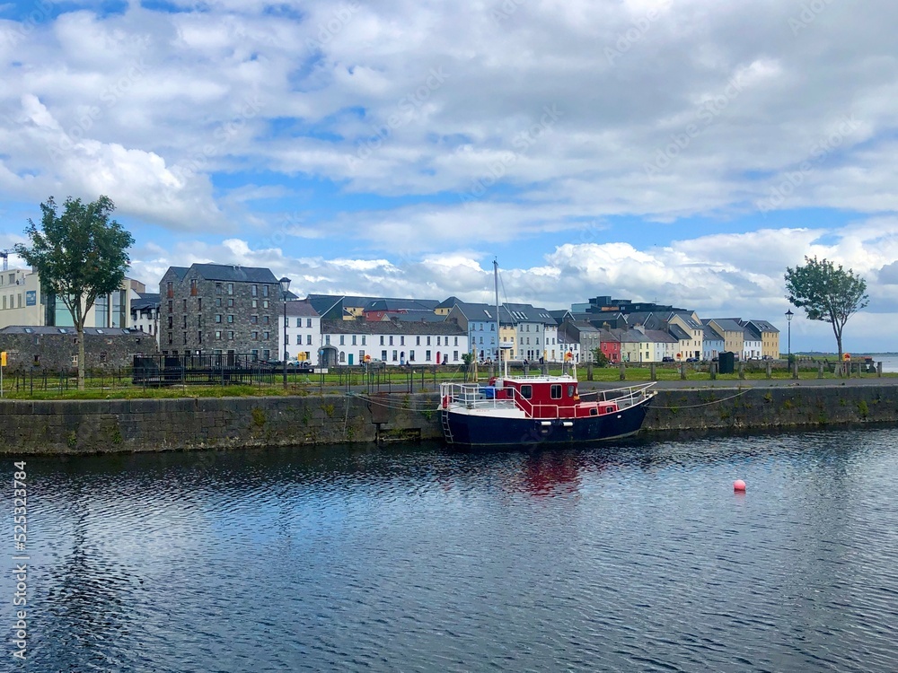 Fototapeta premium Irish city Galway panoramic view, West of Ireland, province of Connacht, County Galway. Best Irish countryside towns. Best Irish landscape photos. Popular Irish tourist attractions