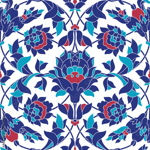 Turkish traditional cini pattern. Oriental ethnic background. Seamless vector illustration
