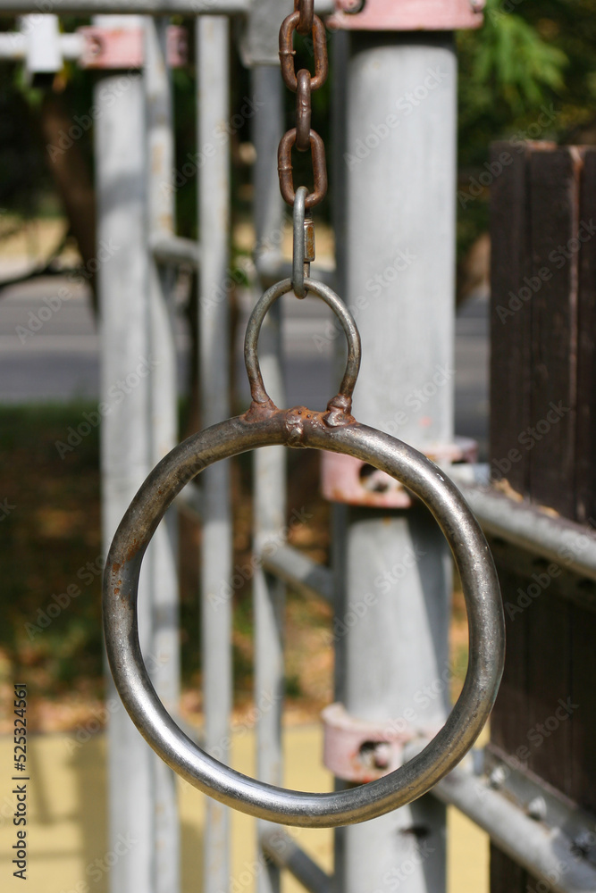 metal gymnastics rings on the sports ground metal gymnastics rings on the sports ground