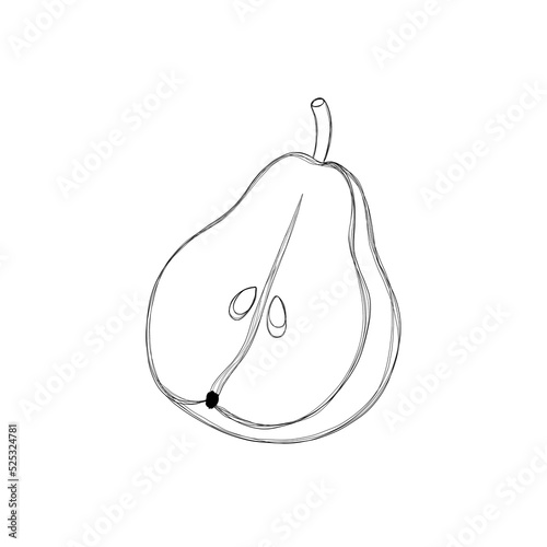 Half a pear - a template for a children's coloring book, a children's task to...