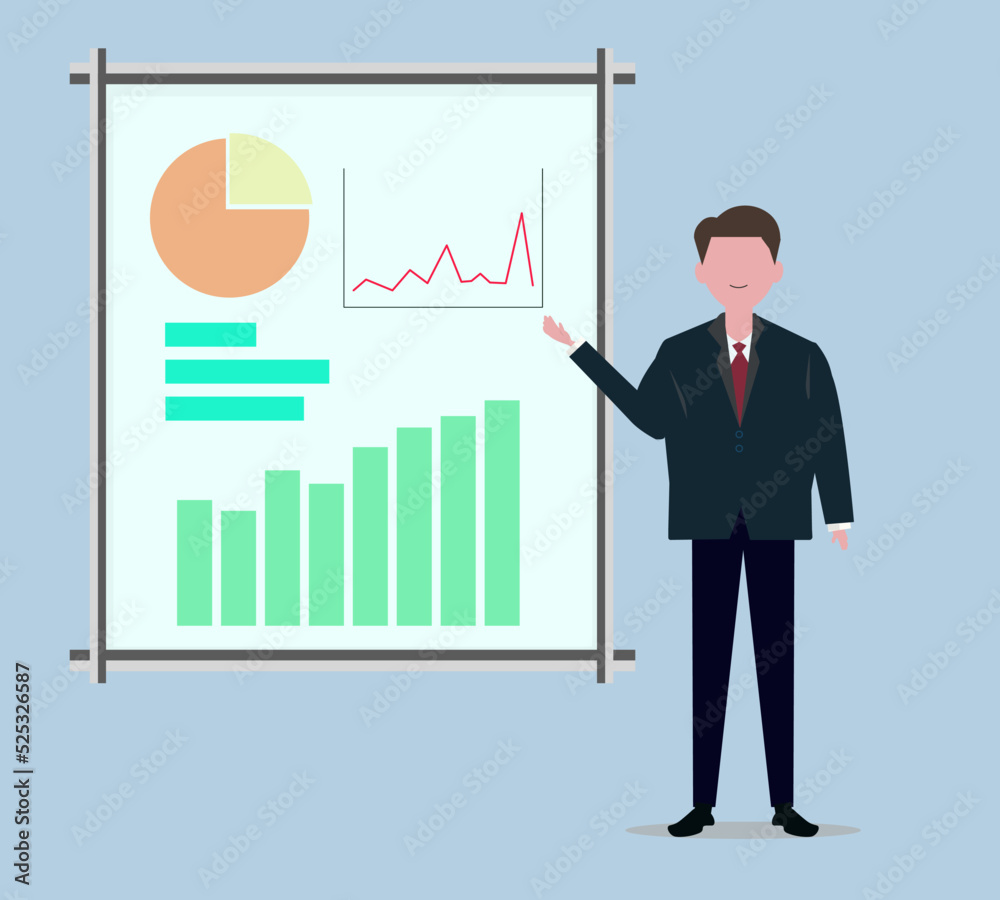 Man presenting business meeting. Vector illustration (PNG+JPEG) Man presenting business meeting. Vector illustration (PNG+JPEG)