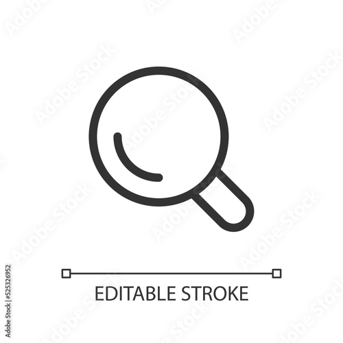 On-site search pixel perfect linear ui icon. Navigation menu. E-commerce website. GUI, UX design. Outline isolated user interface element for app and web. Editable stroke. Arial font used
