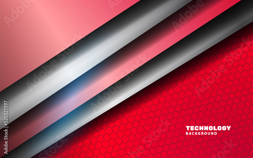Abstract technology silver metal and red background