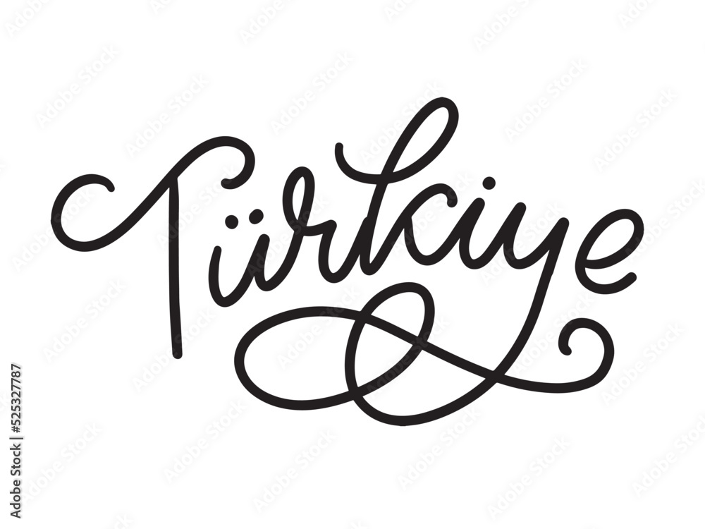 Text in the Turkish: Turkey Lettering. Handwritten name of the country. Vector design template. Text in the Turkish: Turkey Lettering. Handwritten name of the country. Vector design template.
