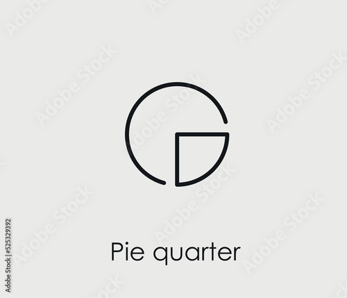 Pie quarter vector icon. Editable stroke. Symbol in Line Art Style for Design, Presentation, Website or Mobile Apps Elements, Logo.  Pie quarter symbol illustration. Pixel vector graphics - Vector