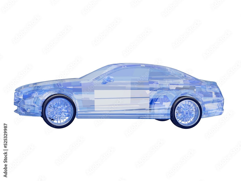 Premium electric sports sedan. Car isolated on white background. 3d rendering