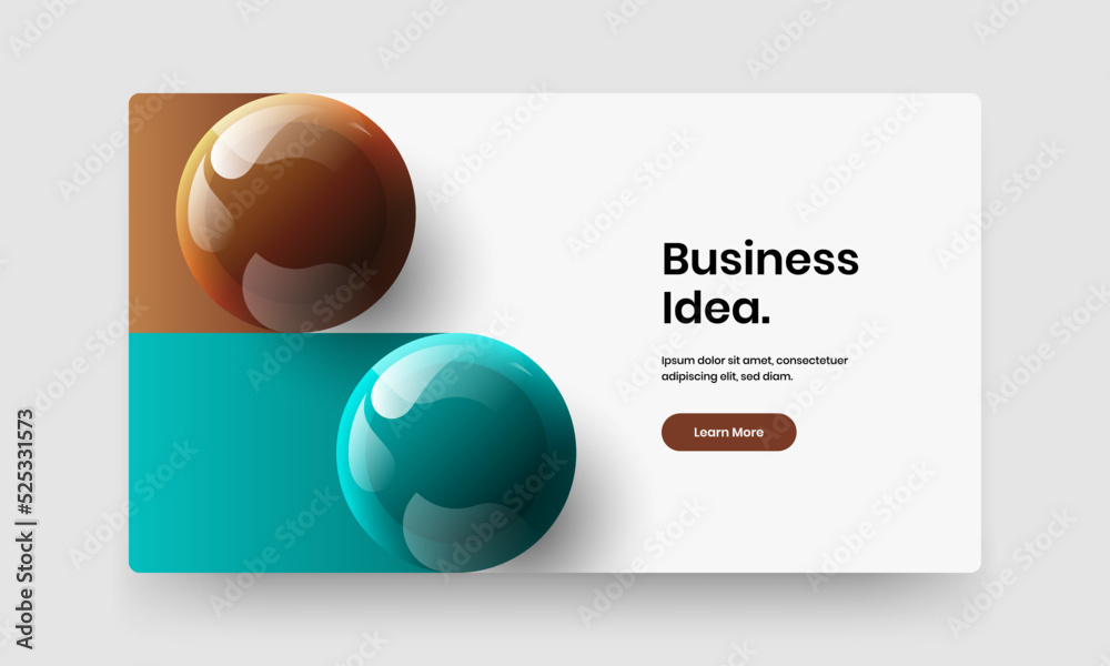 Fototapeta premium Vivid handbill design vector illustration. Trendy 3D balls flyer layout.