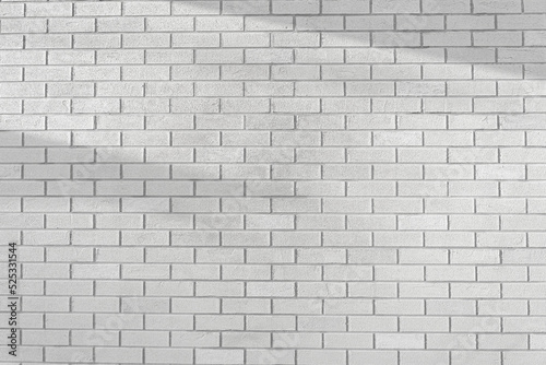 Brick white wall with shadow background. White stone brickwork.