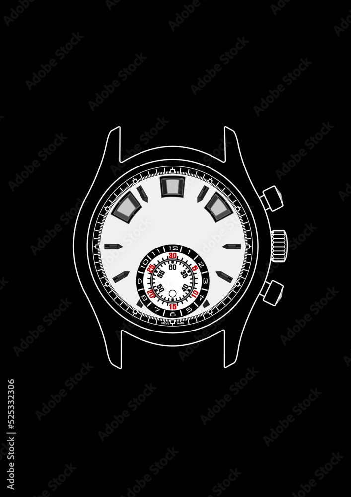 Mobile wallpaper with minimalist watch illustration Stock Vector