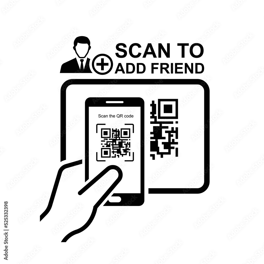 Scan to add friend icon isolated on white background vector illustration. Scan to add friend icon isolated on white background vector illustration.