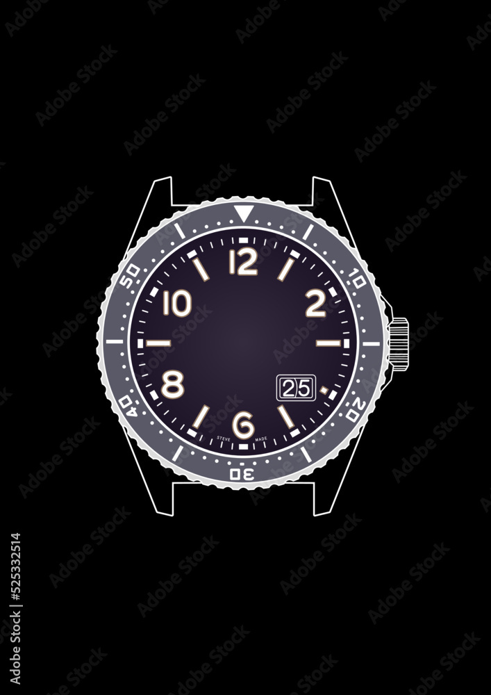 Fototapeta premium Mobile wallpaper with minimalist watch illustration