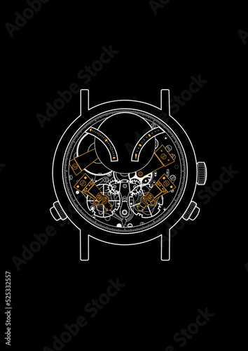 Mobile wallpaper with minimalist watch illustration