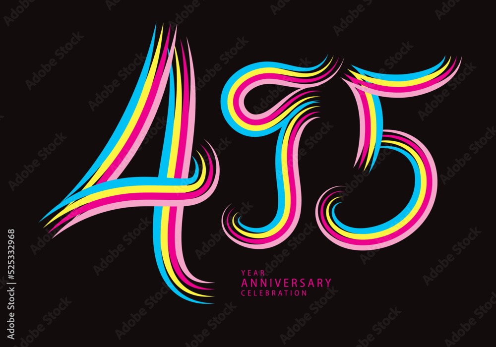 495 number design vector, graphic t shirt, 495 years anniversary celebration logotype colorful line,495th birthday logo, Banner template, logo number elements for invitation card, poster, t-shirt.