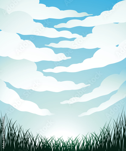 Fisheye View of Clouds and Grass