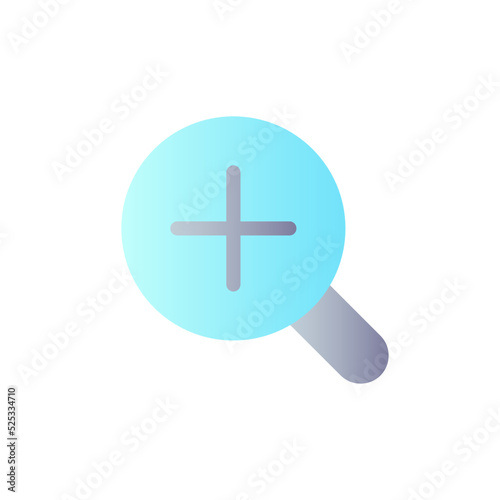 Magnifier and plus flat gradient color ui icon. Image enlargement. Navigation tool. Photo editor. Simple filled pictogram. GUI, UX design for mobile application. Vector isolated RGB illustration