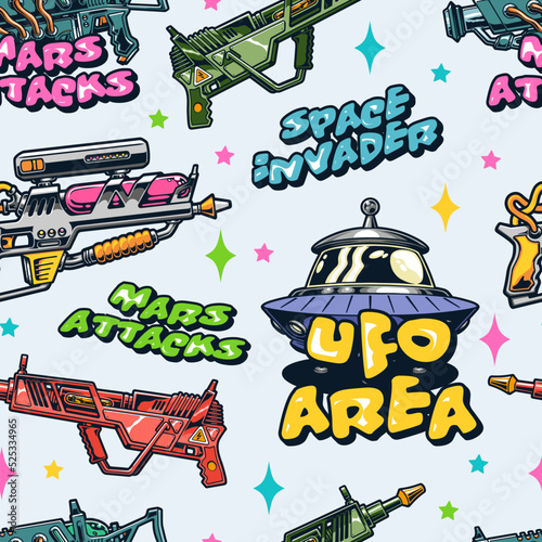 Space weapon colorful pattern seamless