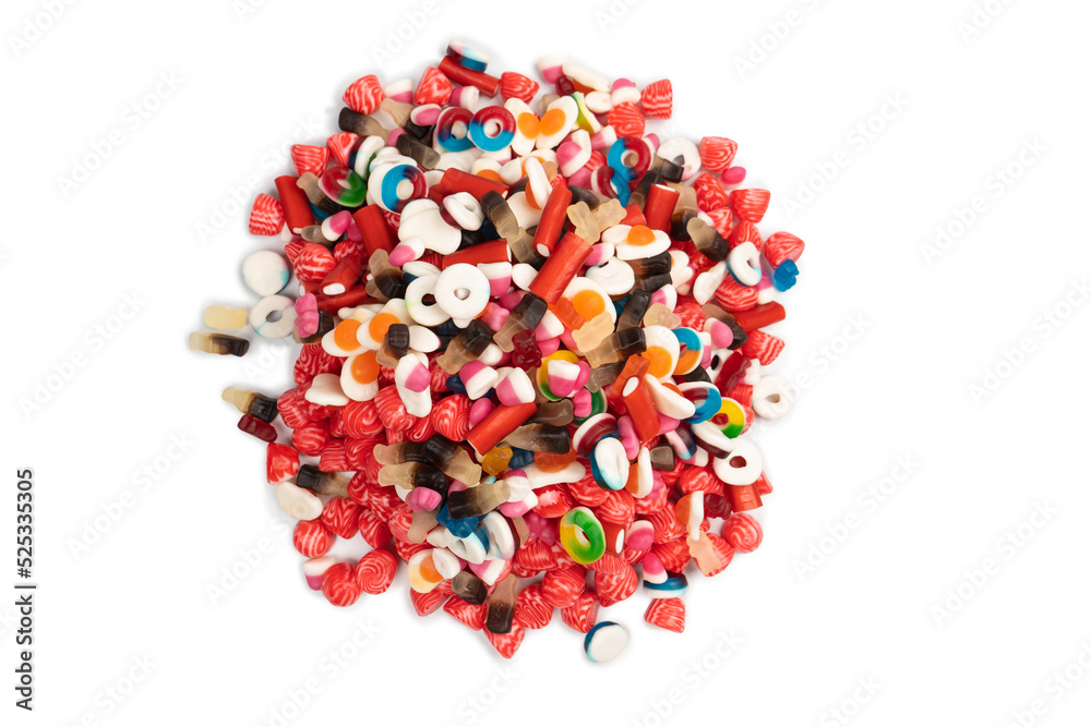 Tasty mix of jelly colorful candies isolated on a white background. Tasty mix of jelly colorful candies isolated on a white background.