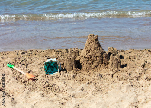 Sand tower on the seashore.