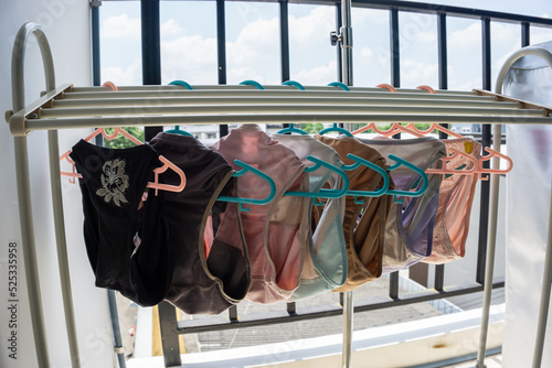 Women's panties on the clothesline at the condo.